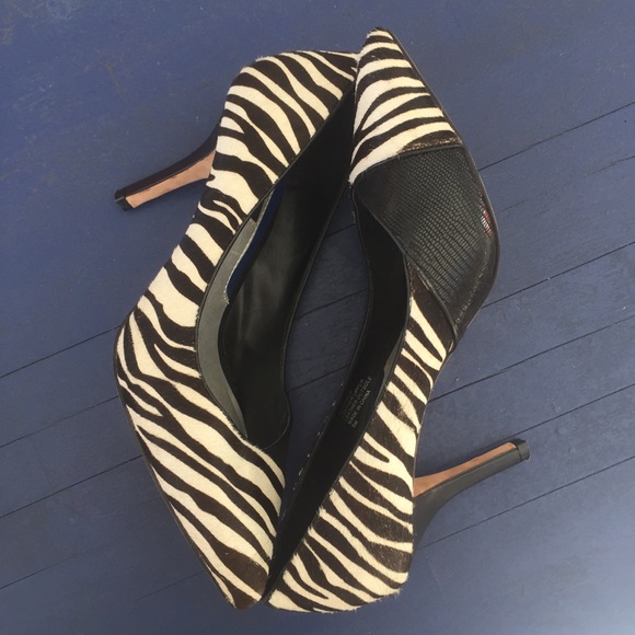 White House Black Market Shoes - WHBM zebra print statement heels.